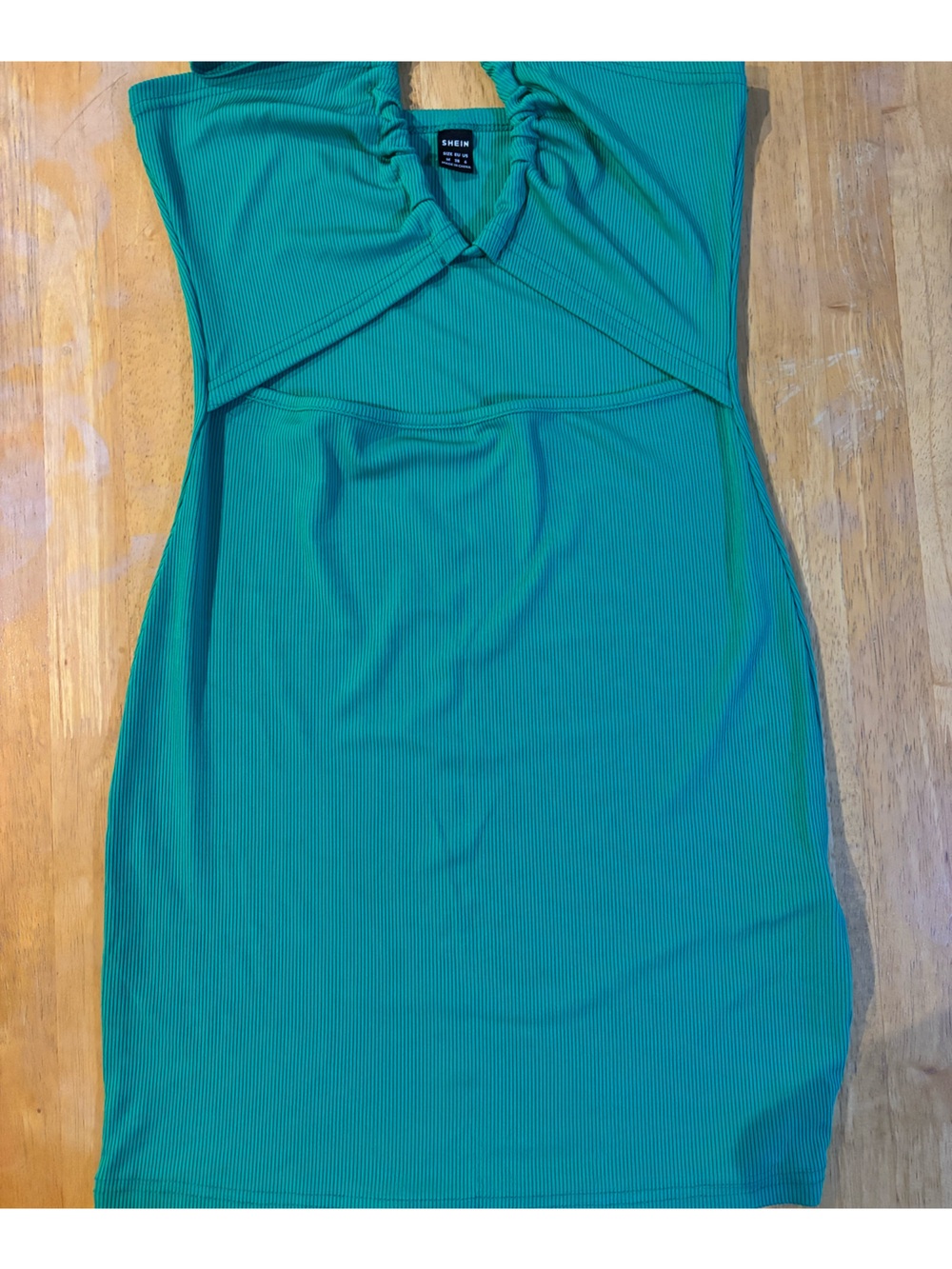 SHEIN Teal Ribbed Cutout Mini Dress